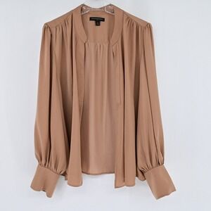 Banana Republic Blouse Top Long Sleeve Flowy Relaxed Fit Neutral Whimsy XL